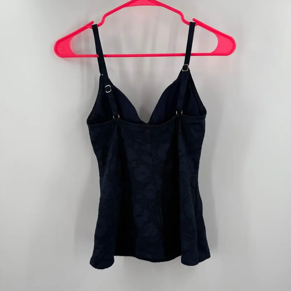 ROBIN PICCONE Tankini SZ Extra Small NEW Swim Navy Jacquard Texture Floral NWOT